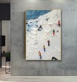 Skieur sur Montagne enneigée art mural Sport Noir Décor de salle de ski de neige par Couteau 07